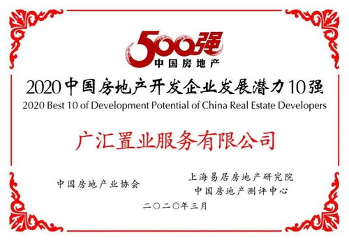 廣匯置業進入2020中國房地產開發企業 百強