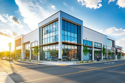 玻璃建筑房地產銷售中心大樓攝影圖片 攝影圖 下載至來源處