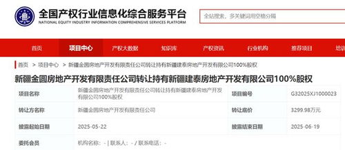 新疆金圓房地產掛牌轉讓建泰房地產100 股權,底價3299.98萬元